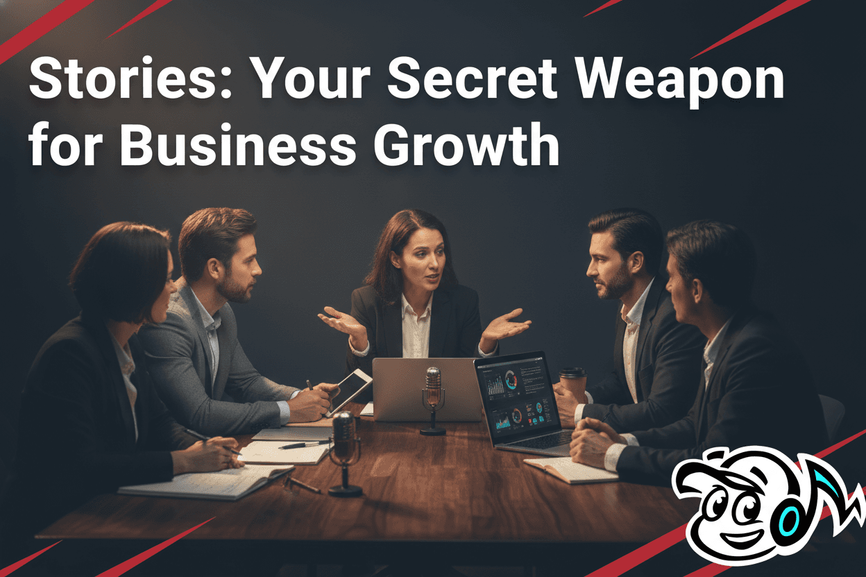 Professionals engaged in a business storytelling session, building connection and credibility through shared narratives.