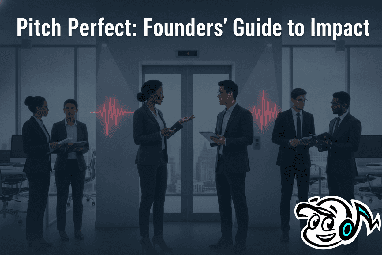 A founder delivers a compelling elevator pitch to a potential investor in a modern, sunlit co-working space, symbolizing concise communication and networking success for innovators.