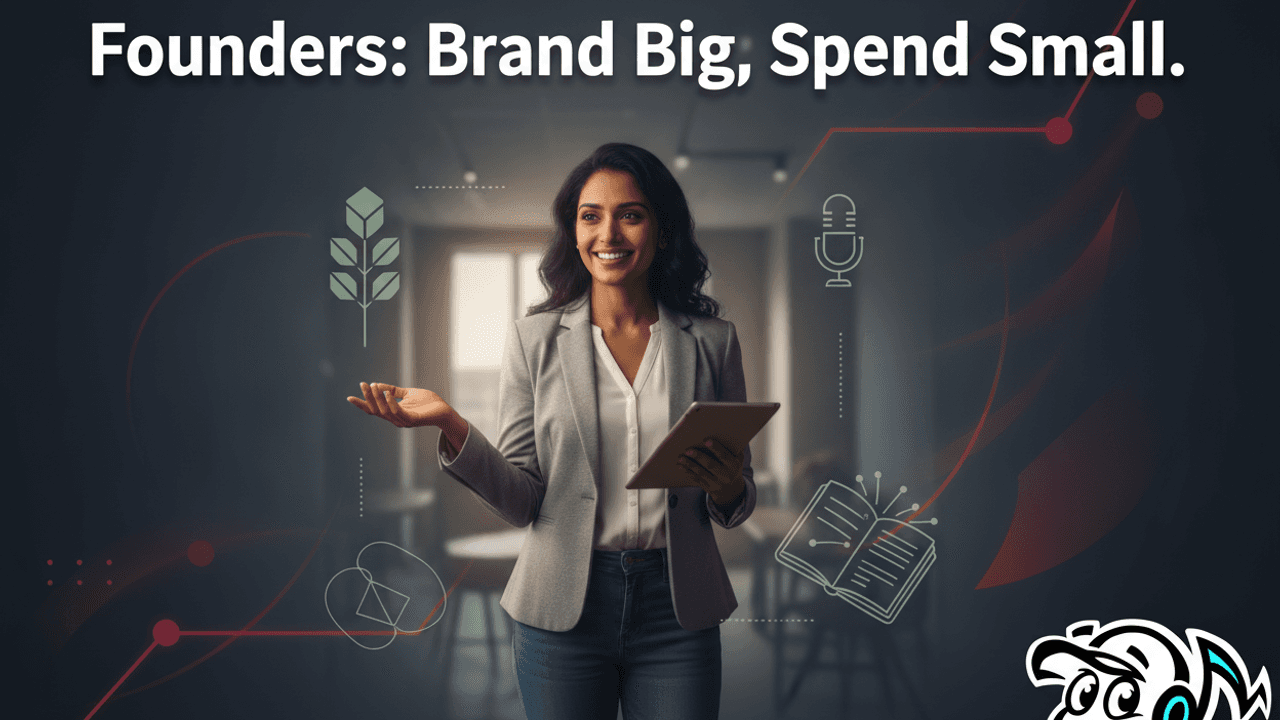 Founder building a personal brand on a budget, demonstrating smart strategies and credibility.