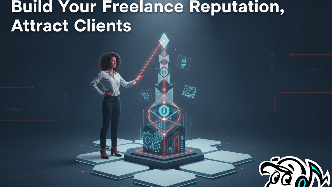 A freelancer building a strong professional reputation, symbolizing trust and expertise in the digital landscape.
