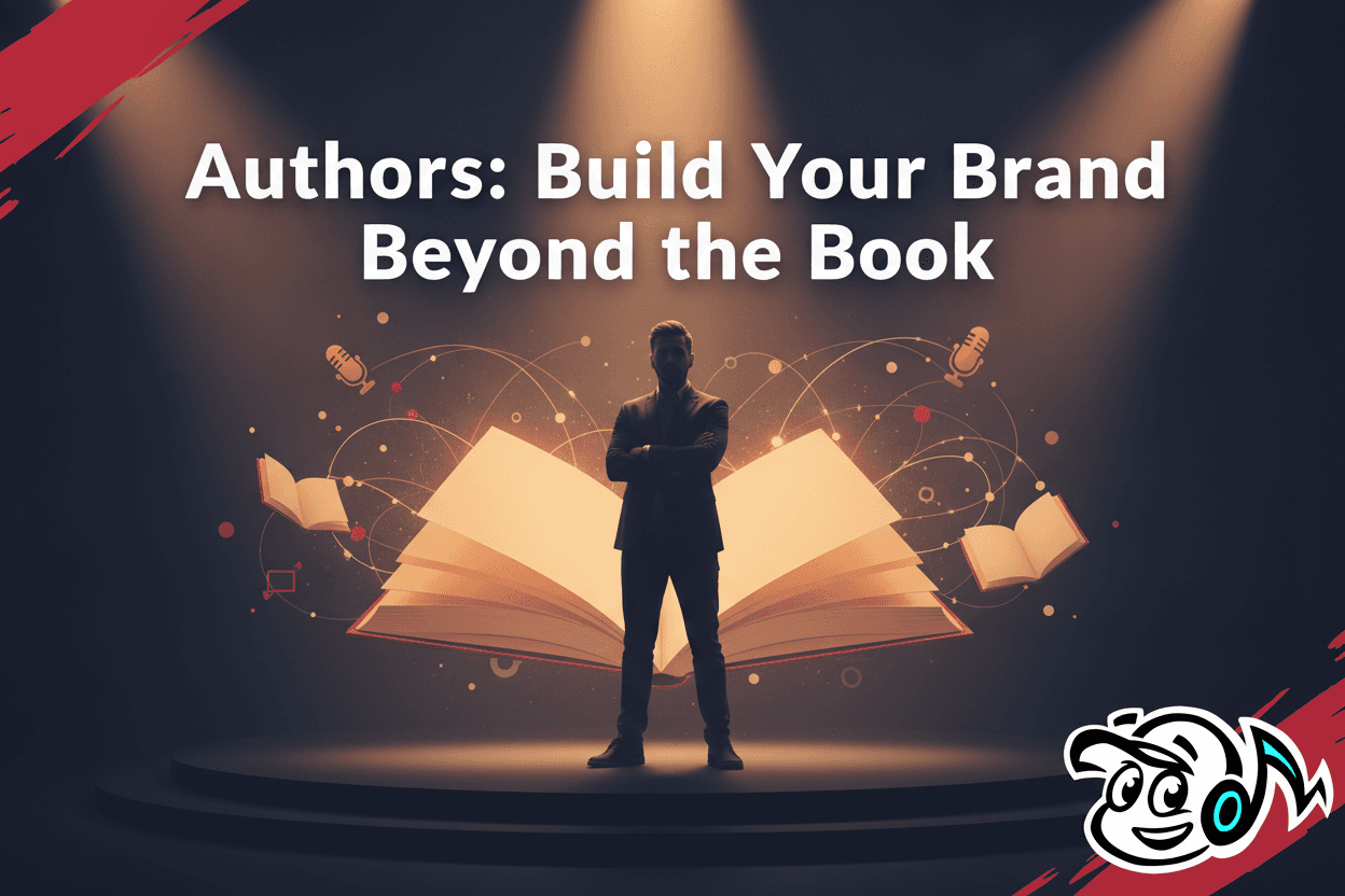 Author building personal brand beyond book title, showing thought leadership and digital presence.